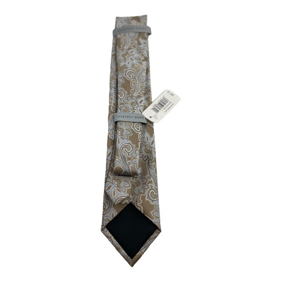 Geoffrey Beene Men's Taupe Paisley NWT 100% Silk Neck Tie - Picture 3 of 4